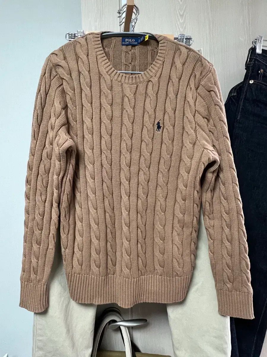 ポロラルフローレン ケーブルニット ブラウン S