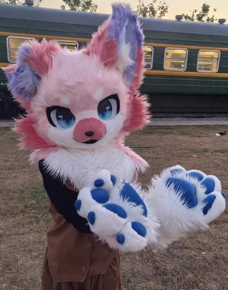 ファースーツ 着ぐるみセット NO 320 犬 ピンク ケモノ 全頭ヘッド ぬいぐるみ コスプレ コスチューム