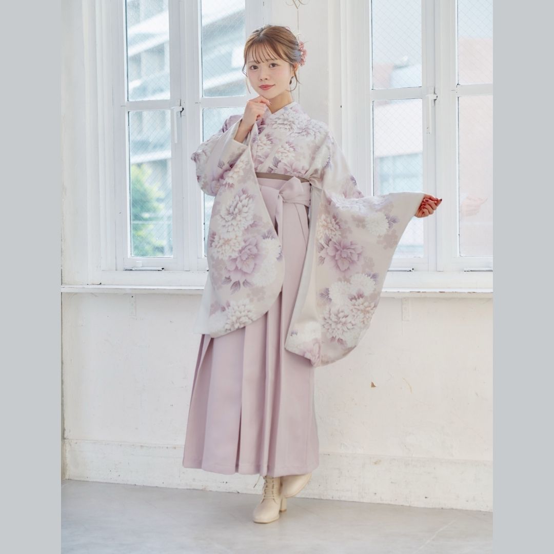 新品袴4点セット 卒業式 小学生 大学生 袴セット レディース 灰桜