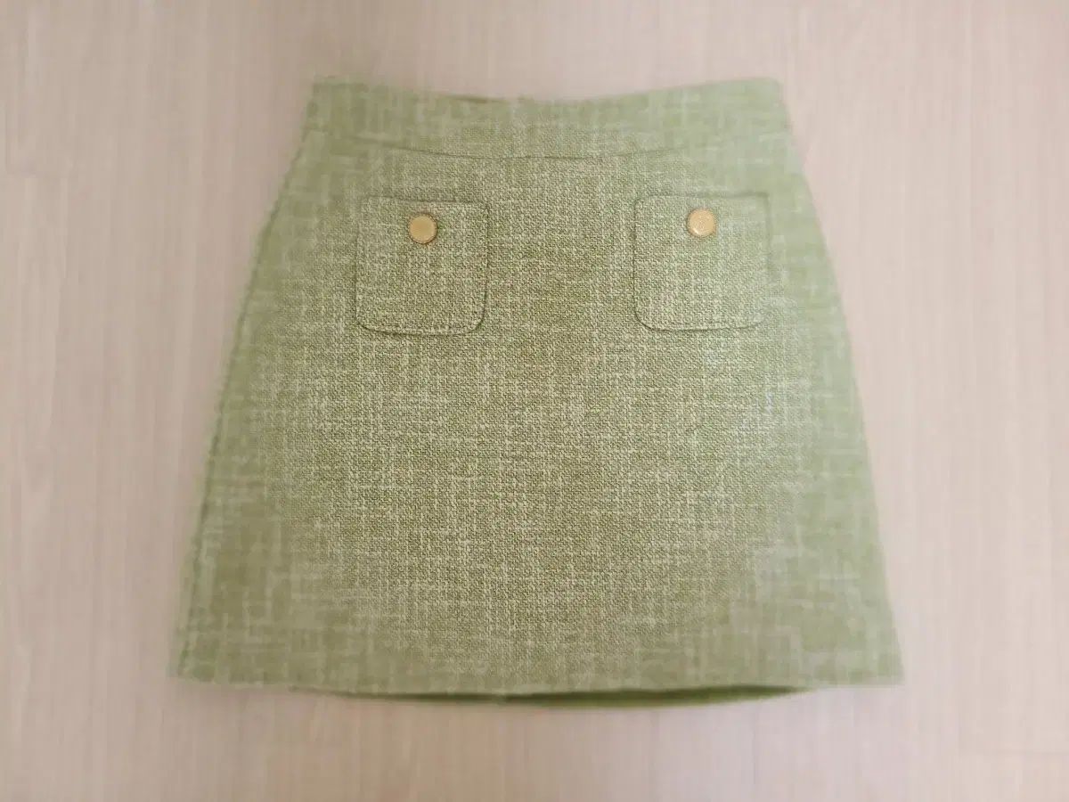 サンドロ ツイード ミニスカート ライトグリーン