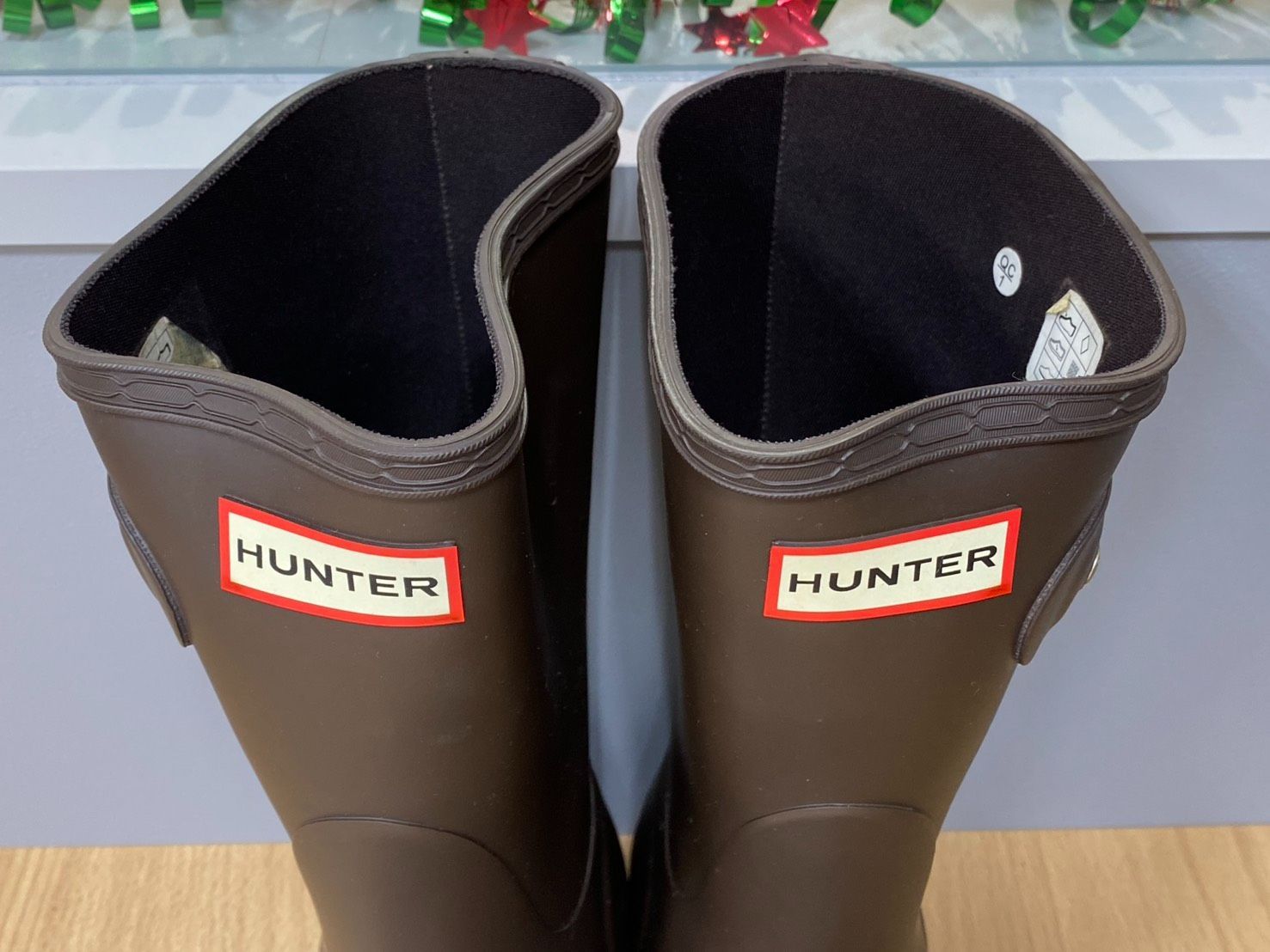 レディース 新品 HUNTER オリジナルトール レインブーツ ビターチョコ 24cm