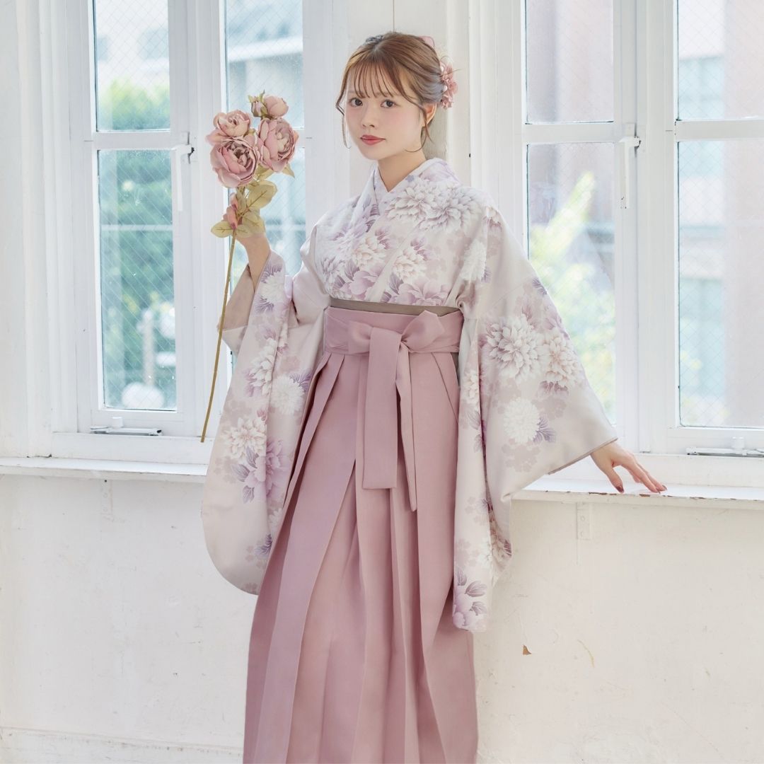 新品袴4点セット 卒業式 小学生 大学生 袴セット レディース 灰桜