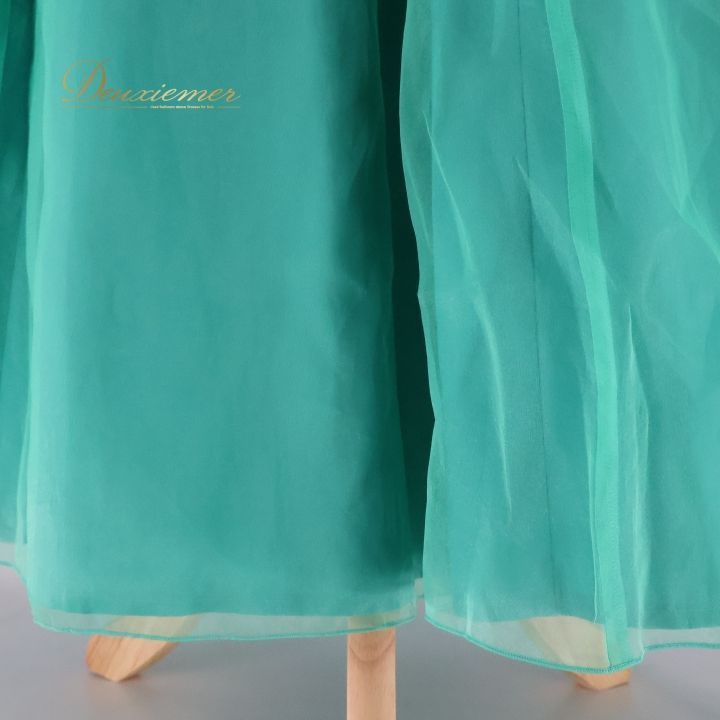 【美品 日本製 フラダンス衣装】グリーン Paondor ワンピース ドレス 緑 フラダンス 衣装 ワンピース ドレス パンドール グリーン系 ブルー系