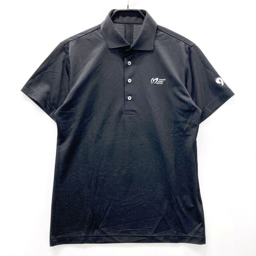 サイズ 3 MASTER BUNNY EDITION マスターバニーエディション 半袖ポロシャツ ストライプ柄 ブラック系 ゴルフウェア メンズ ストスト