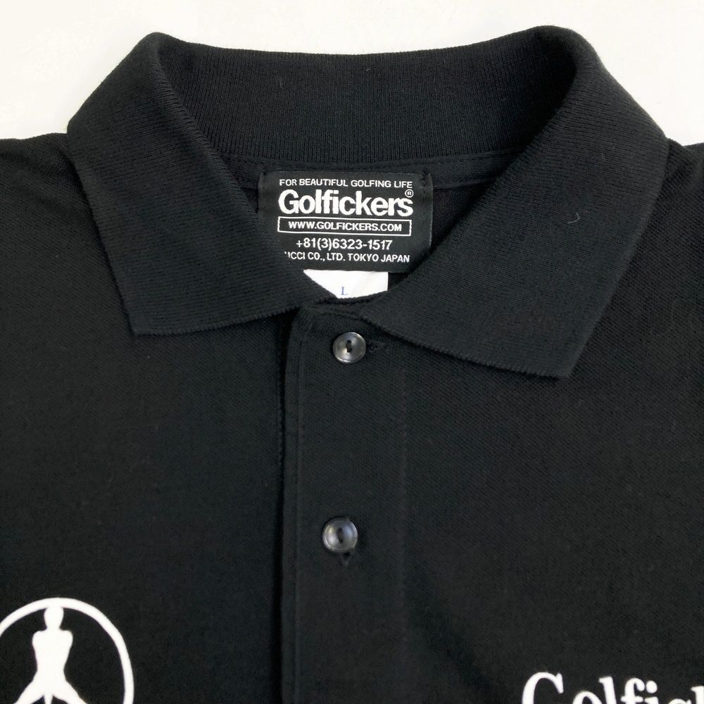 サイズ：L Golfickers ゴルフィッカーズ 半袖ポロシャツ ブラック系