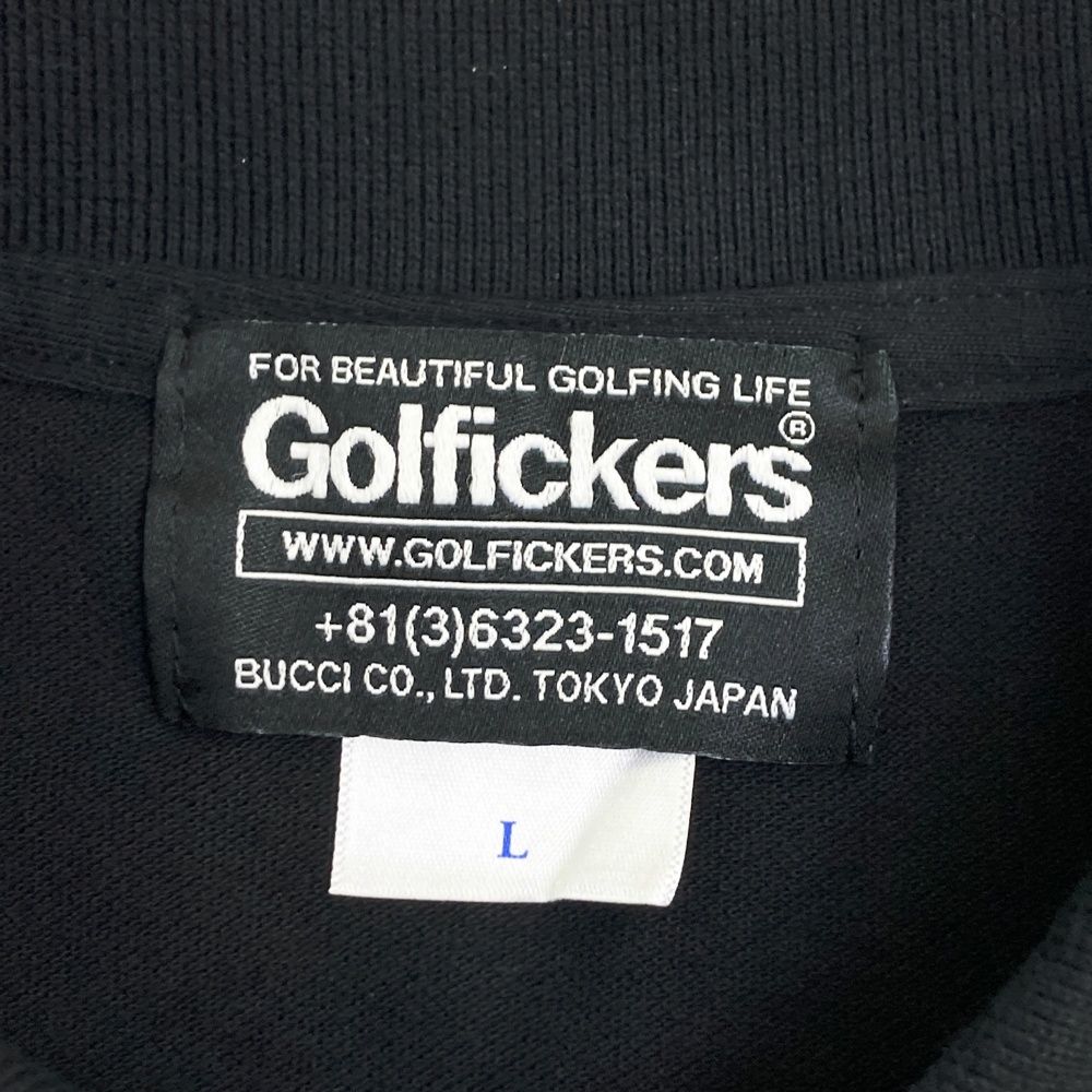 サイズ：L Golfickers ゴルフィッカーズ 半袖ポロシャツ ブラック系