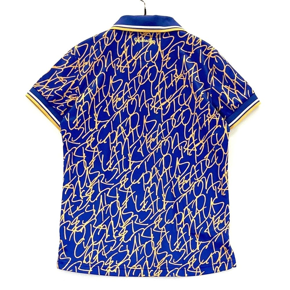 サイズ S レザレクション 半袖ポロシャツ 総柄 ブルー系 ゴルフウェア レディース ストスト