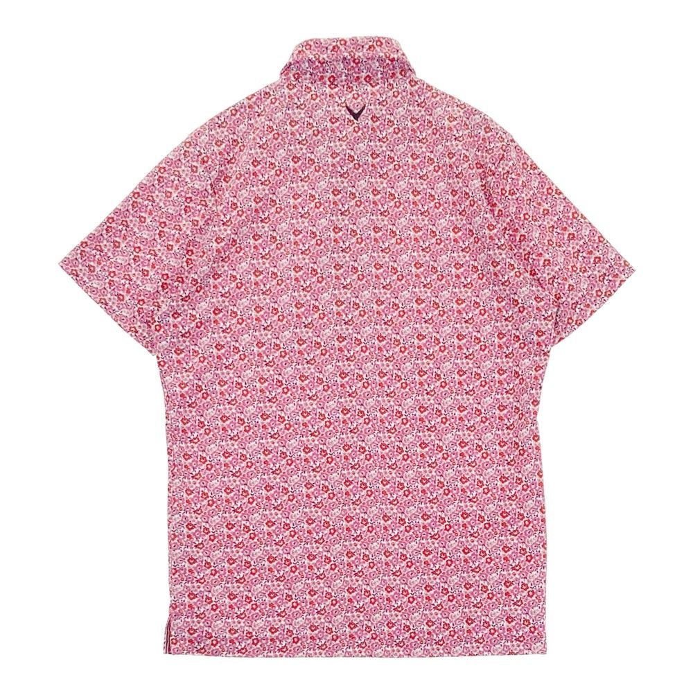 サイズ：L CALLAWAY キャロウェイ 半袖ポロシャツ 小花 総柄 ピンク系