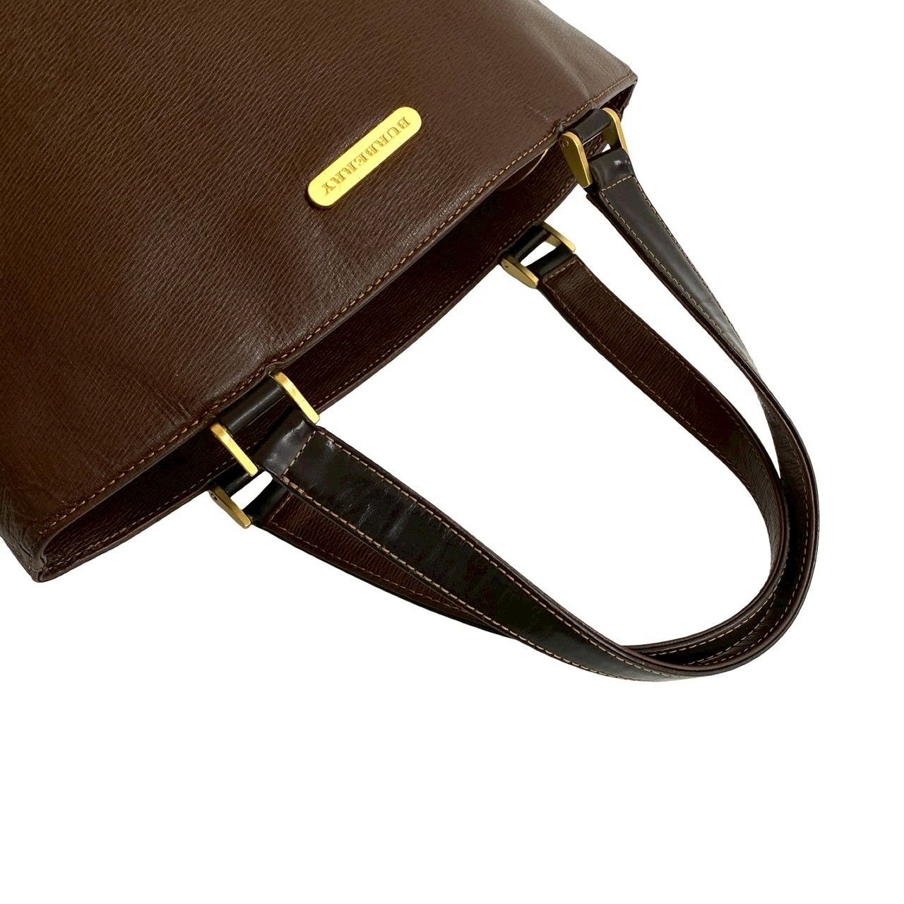 極 美品 BURBERRY バーバリー ロゴ 金具 ノバチェック レザー 本革 