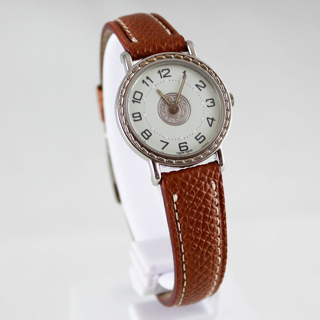 SA193 HERMES エルメス セリエ レディース SSケース 革ベルト ミント