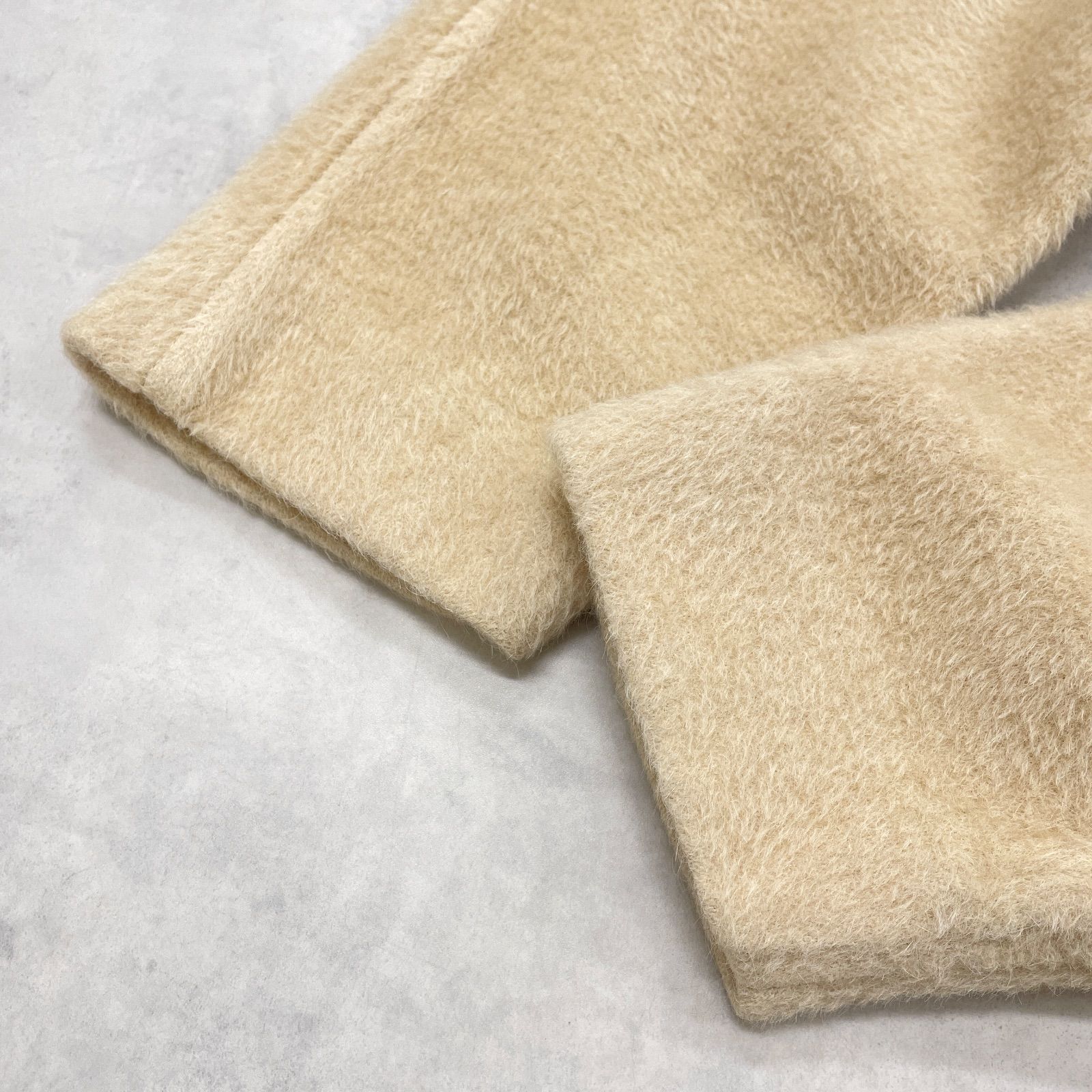 AGNONA アニオナ ノーカラーコート シャギー アルパカ ウール ベージュ