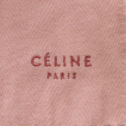 セリーヌ CELINE ブランケット ひざ掛け フリンジ ウール ピンク /SS