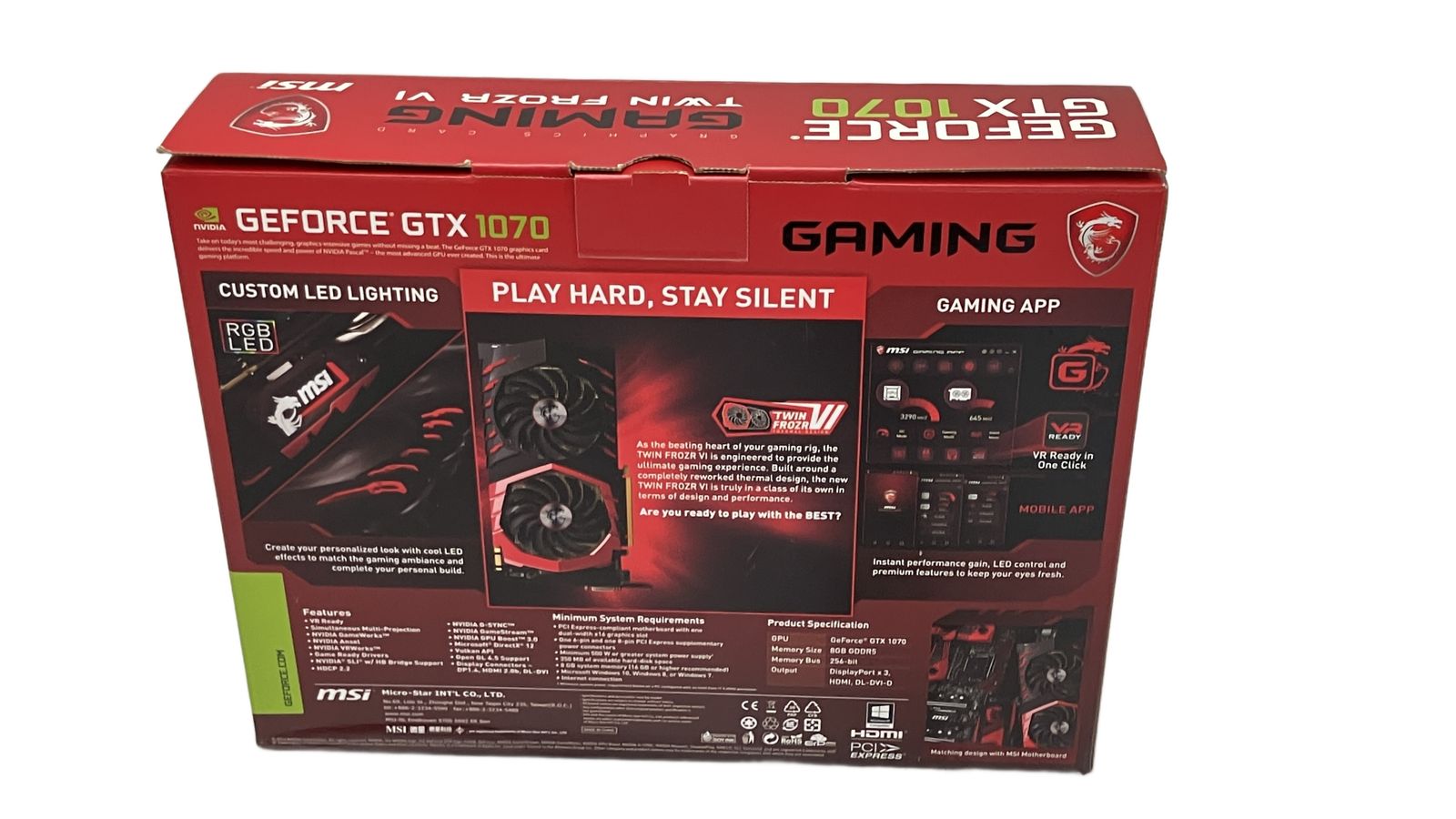 msi GeForce GTX 1070 GAMING グラフィックボード ビデオカード パソコン パーツ 8 GB HDMI Displayport DVI