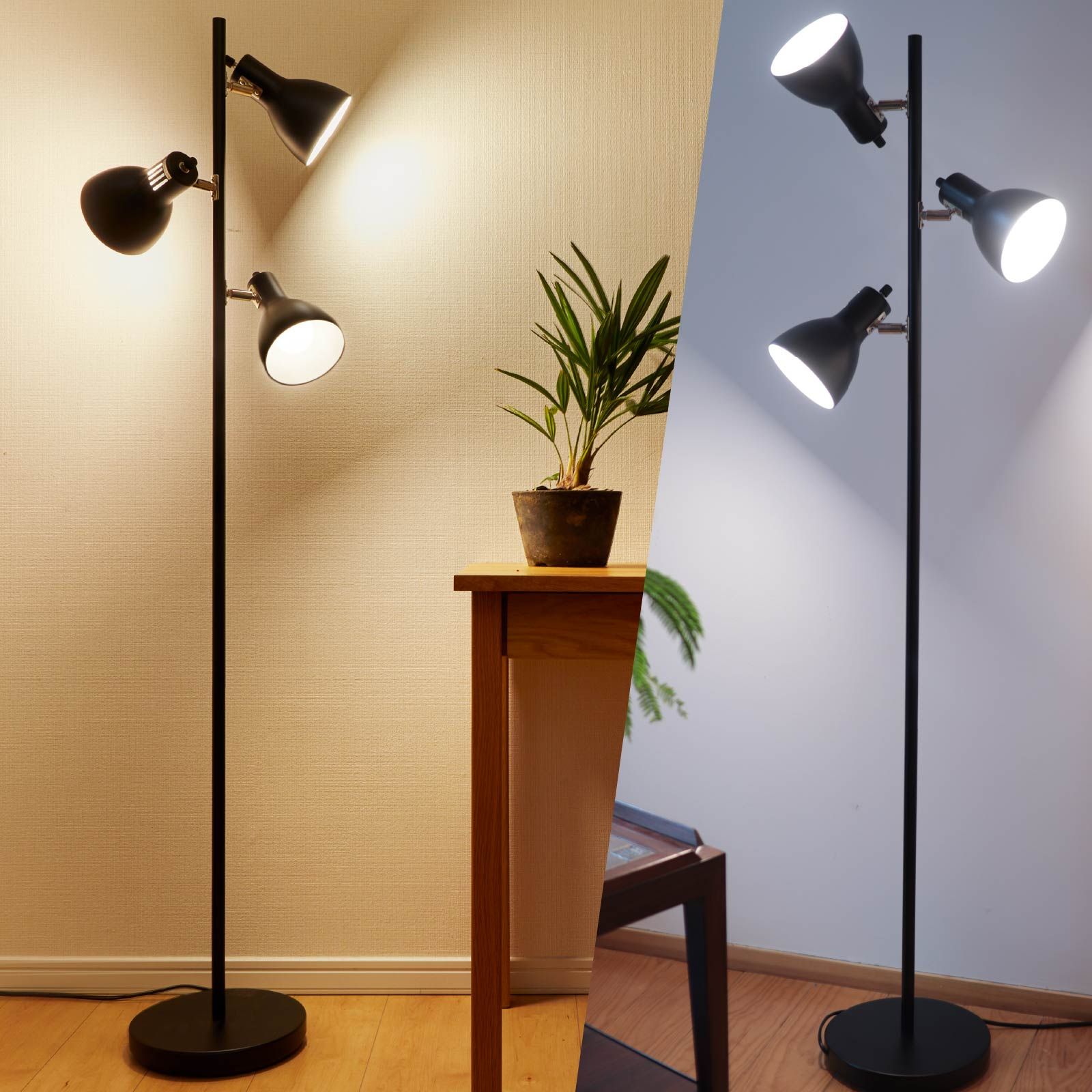 【新品】オーム電機 フロアスタンド 黒 3灯 床置き フロアライト 間接照明 スタンドライトフロアランプ フロアスタンドライト ブラック アッパー スタンド ライト TF-YN30BW-K 06-1497