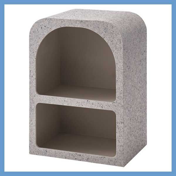 テラゾー柄のミニシェルフ アーチ型 ２段 W 40 D 30 H 55 cm No 12 ライトグレー