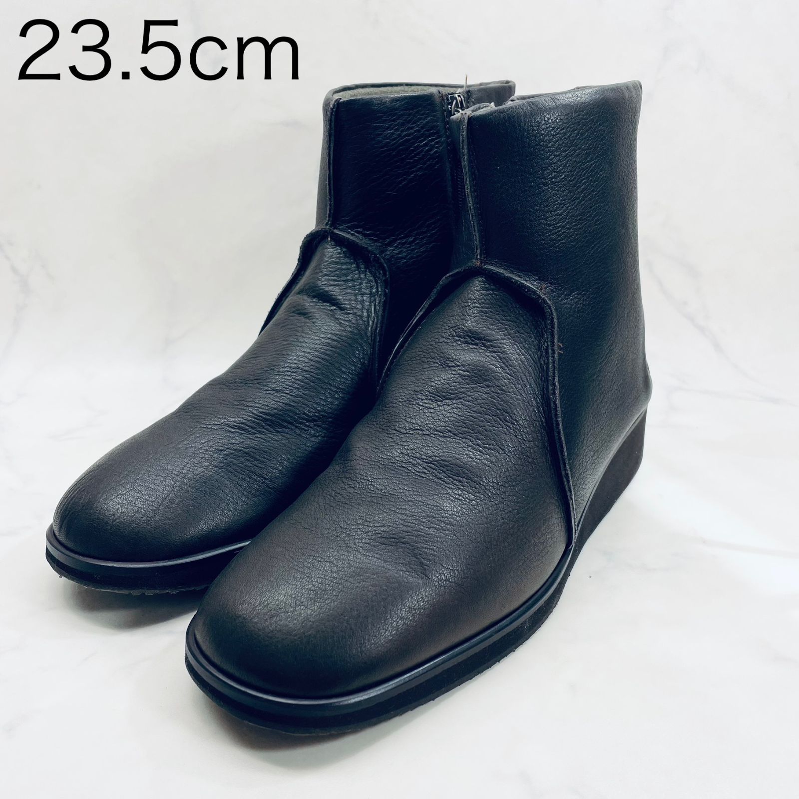 ディッシー スクエアトゥフラットブーツ 23.5㎝ ダークブラウン