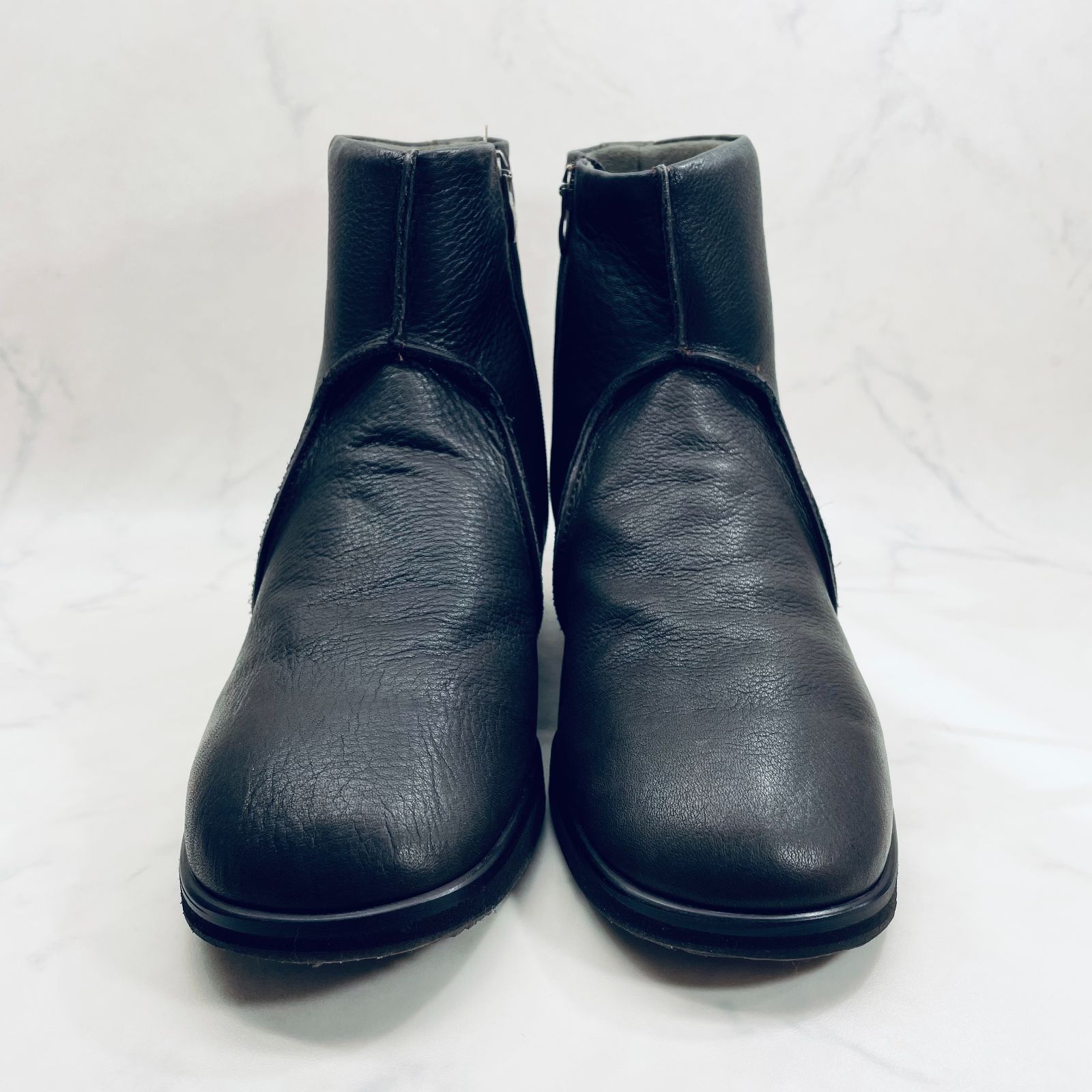 ディッシー スクエアトゥフラットブーツ 23.5㎝ ダークブラウン