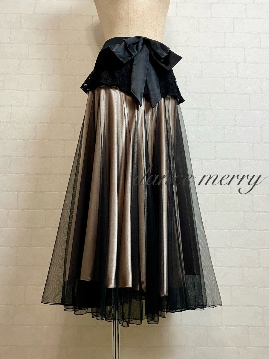 新品　社交ダンス　黒　ベージュ　ベルト付き　メッシュ　パーティ　ワルツ　4749 2点セット 新品 社交ダンス 黒 ベージュ ベルト付き メッシュ パーティ