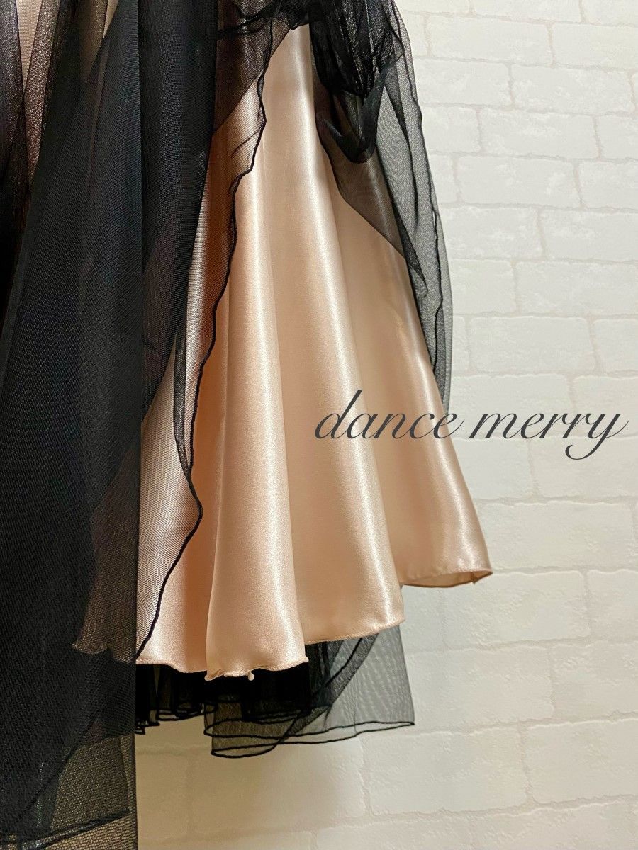 2点セット 新品 社交ダンス 黒 ベージュ ベルト付き メッシュ パーティ