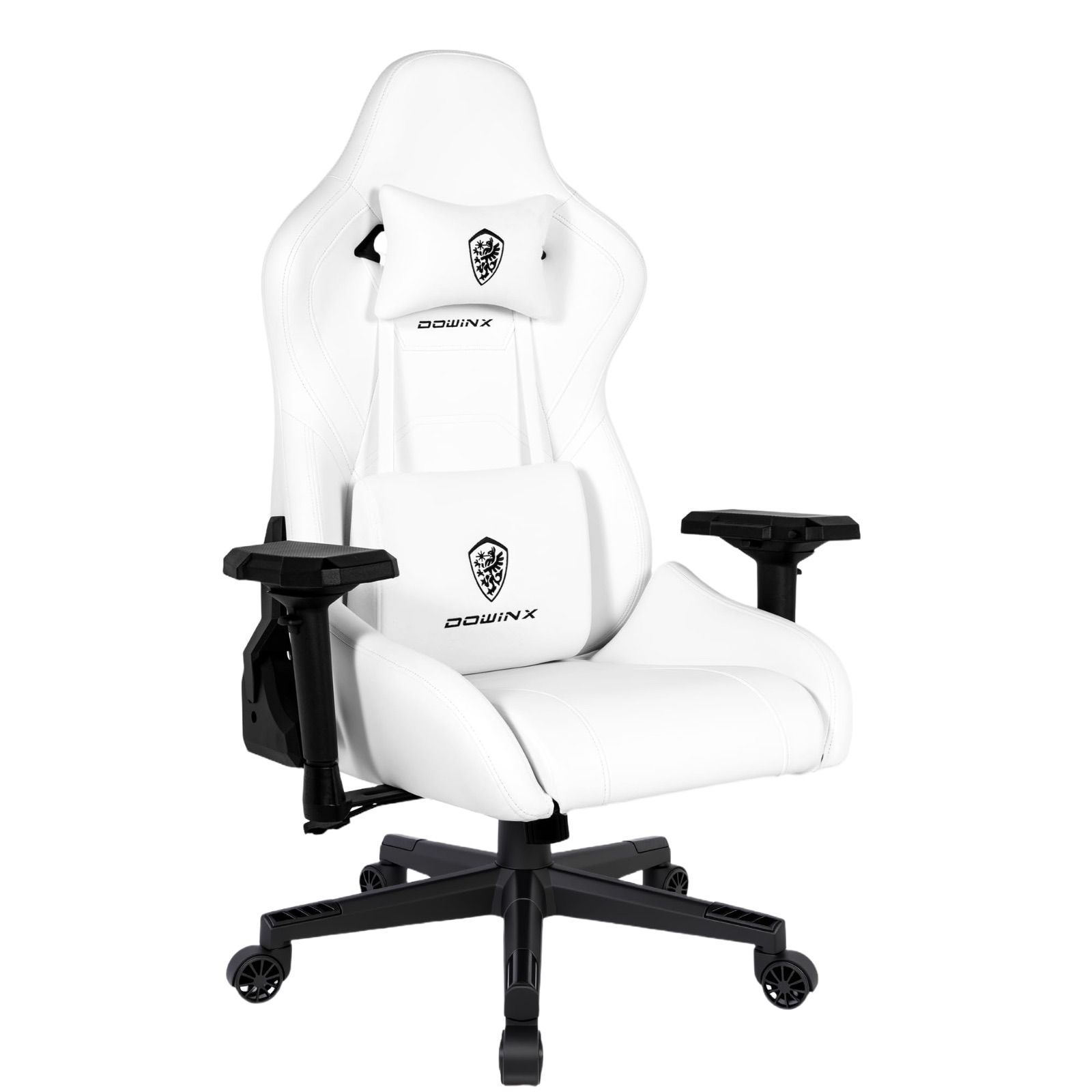Dowinx ゲーミングチェア メモリーヘッドレスト 56 CM広い座面 4 Dアームレスト 車用PUレザー 165度リクライニング ロッキング機能 人間工学 モデル 振動機能付き 疲れない オフィスチェア 高さ調節 白 LS 66 D 97 A 06