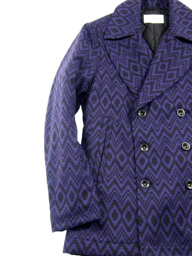 SEAGREEN シーグリーン 中綿コート 日本製 ダブルブレスト ジャケットコート Pコート キルトコート 幾何学模様 ｜ 秋冬