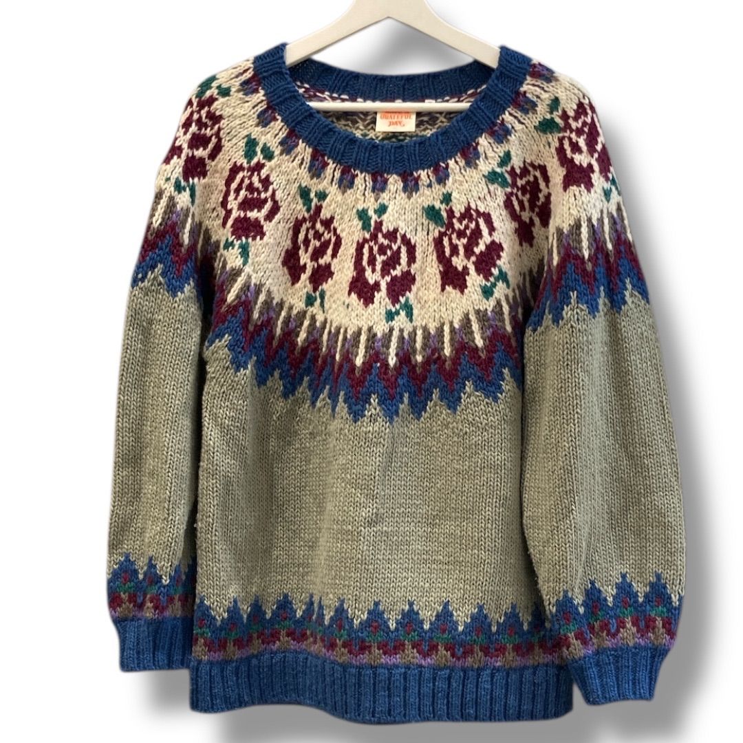 HAVE A GRATEFUL DAY ハブ アグレイトフルディ ウールニット サイズM 2 グレー ウール100% NO 6012214008 ペルー製 ラウンドネック オーバーサイズ レディース 冬 ゴーゴー古着マルイ草加店2695