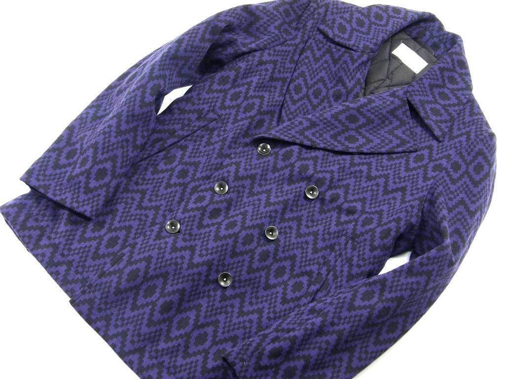 SEAGREEN シーグリーン 中綿コート 日本製 ダブルブレスト ジャケットコート Pコート キルトコート 幾何学模様 ｜ 秋冬