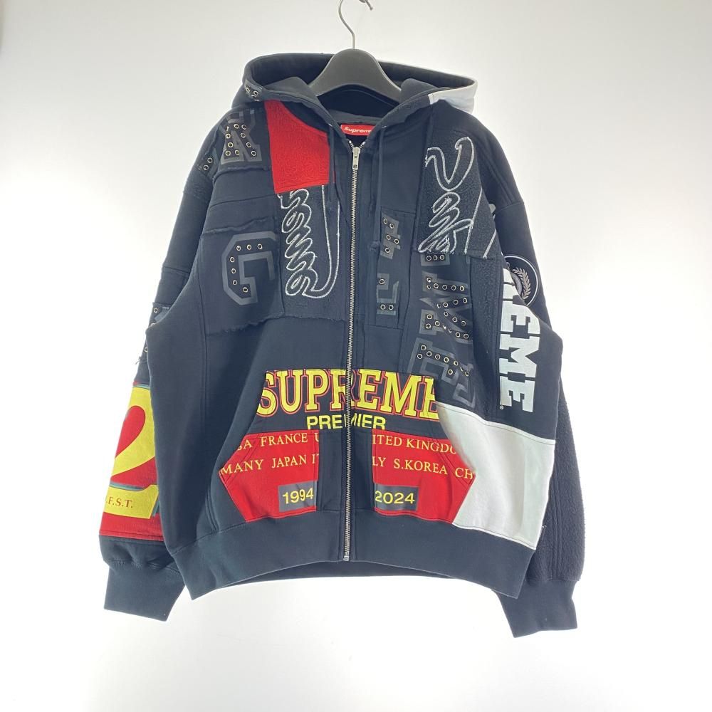 Supreme 25 ss Patchwork zip up Hooded Sweatshirt サイズM ブラック シュプリーム 17