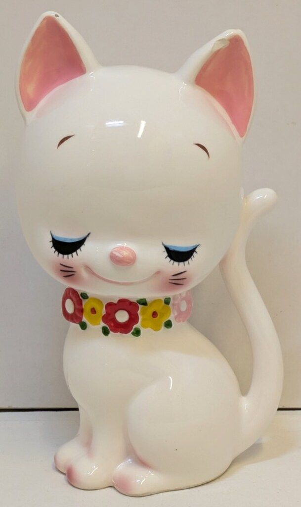 内藤ルネ 猫 貯金箱 陶器製 目閉じ 花の首輪 約25cm - メルカリ