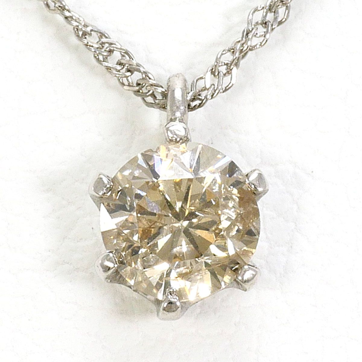 PT850/プラチナ ネックレス ブラウンダイヤモンド 0.3ct 総重量約1.6g 