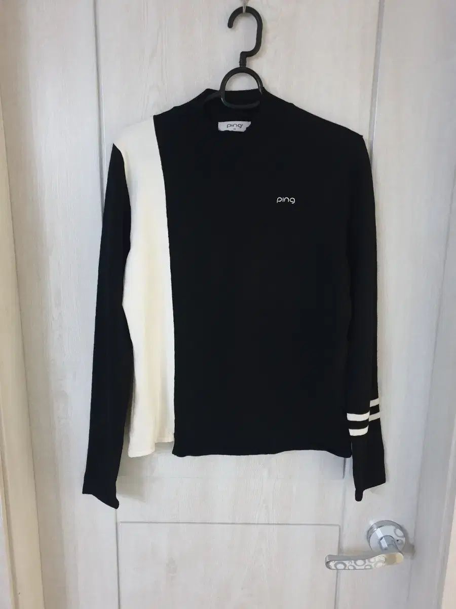 ピンゴルフ レディース バイカラー ハイネック ニット