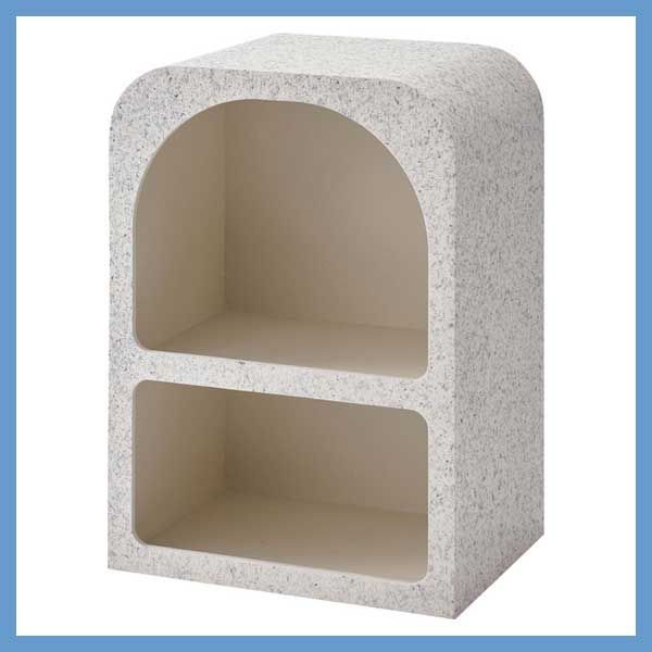 テラゾー柄のミニシェルフ アーチ型 ２段 W 40×D 30×H 55 cm No.12 ホワイト