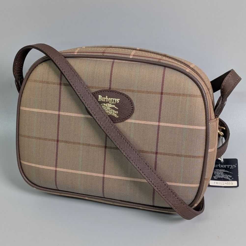 未使用 バーバリーズ ノバチェック キャンバス レザー ショルダー