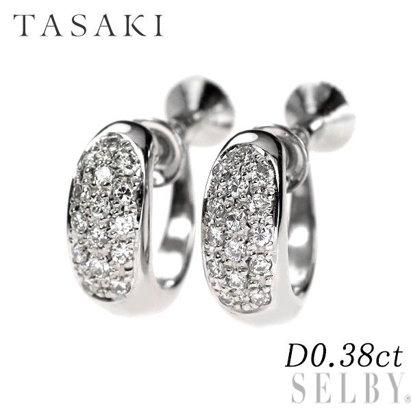 田崎真珠 Pt 900 ダイヤモンド イヤリング 0 38 ct パヴェ