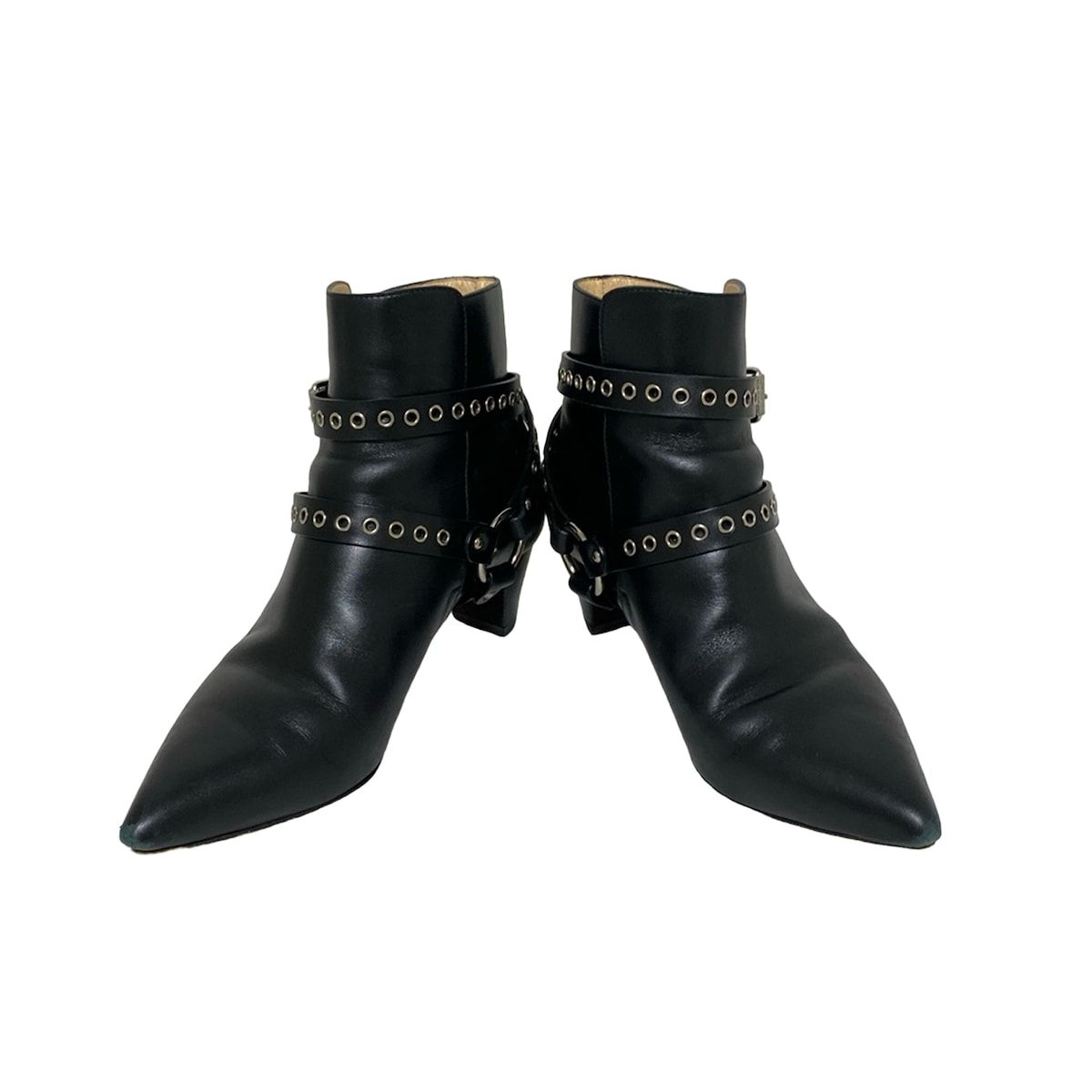 クリスチャンルブタン ショートブーツ 35 レディース - 黒 ハトメ レザー