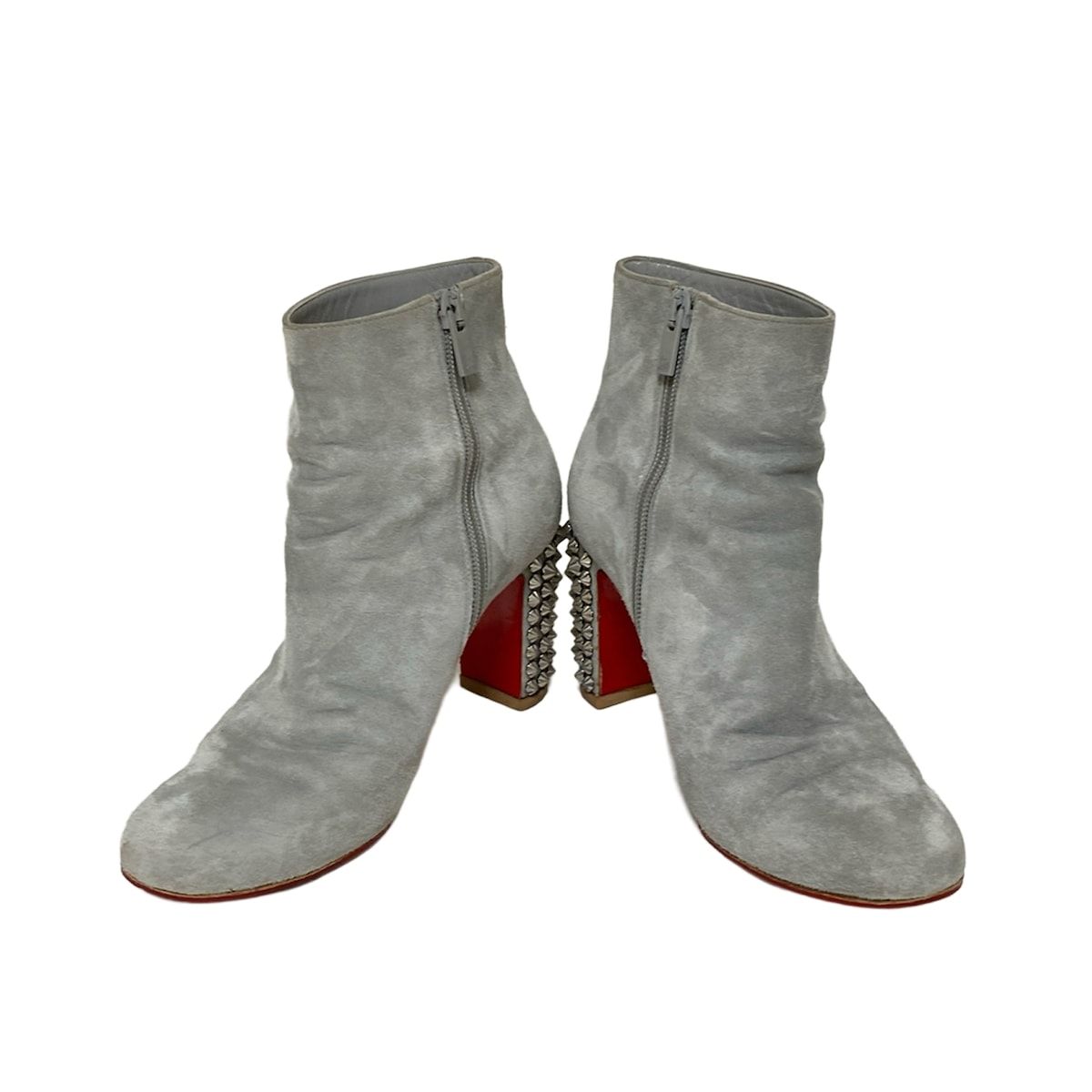 クリスチャンルブタン ショートブーツ 351 2 レディース - ライトグレー スタッズ アウトソール張替済