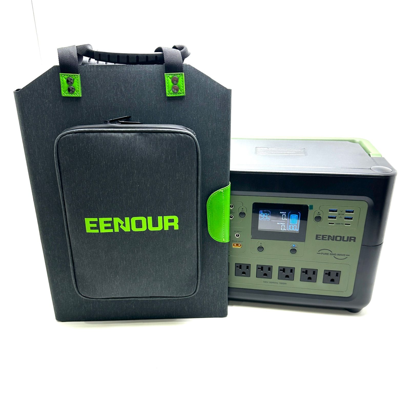 元住吉 EENOUR イーノウ P 1500 1536 Wh 480000 mAh AC 1800 W 瞬間最大3600 ポータブル電源 EENOURソーラーパネル付
