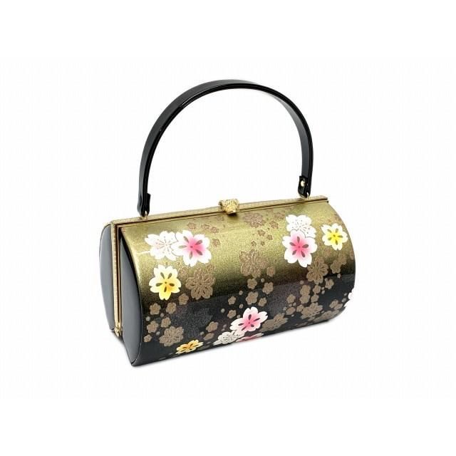草履バッグセット 草履3 Lサイズ 振袖用バッグと三枚芯の草履 適応 26.0 cm-27.5 cm位 セット ゴールドｘブラック 桜