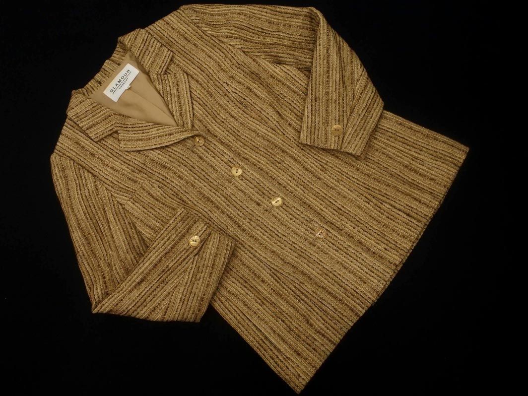 ジバンシイ GLAMOUR 大きいサイズ ウール混 ツイード セットアップ ジャケット スカート スーツ size 46 ベージュ レディース