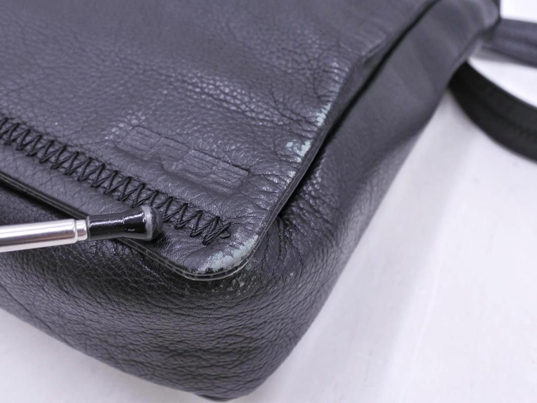 BREE ブリー レザー フラップ ショルダー バッグ 黒 □□ メンズ