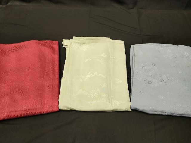 平和屋本店□色無地 まとめて 3点 風景 花柄 花菱 地紋 など