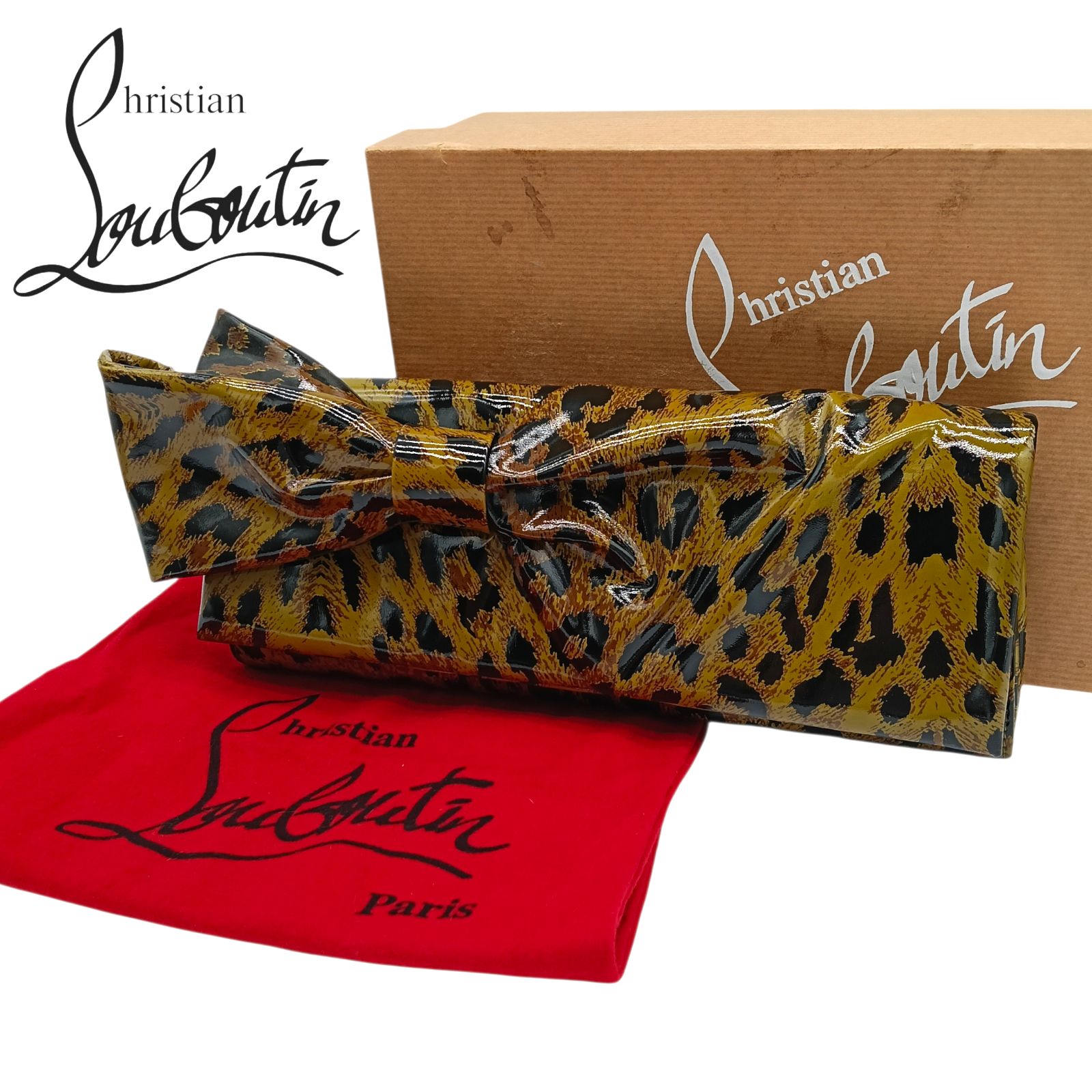 Christian Louboutin ルブタン クラッチバッグ パテント 豹柄 ヒョウ レオパード