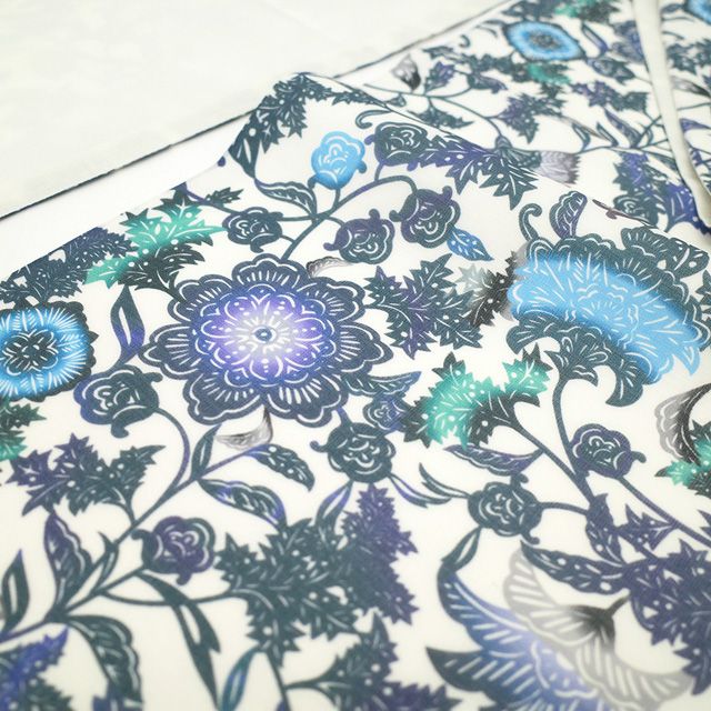 新古品】 夏物 袋帯 未使用 正絹 全通 染め帯 染帯 白 グレー 紫 青 緑