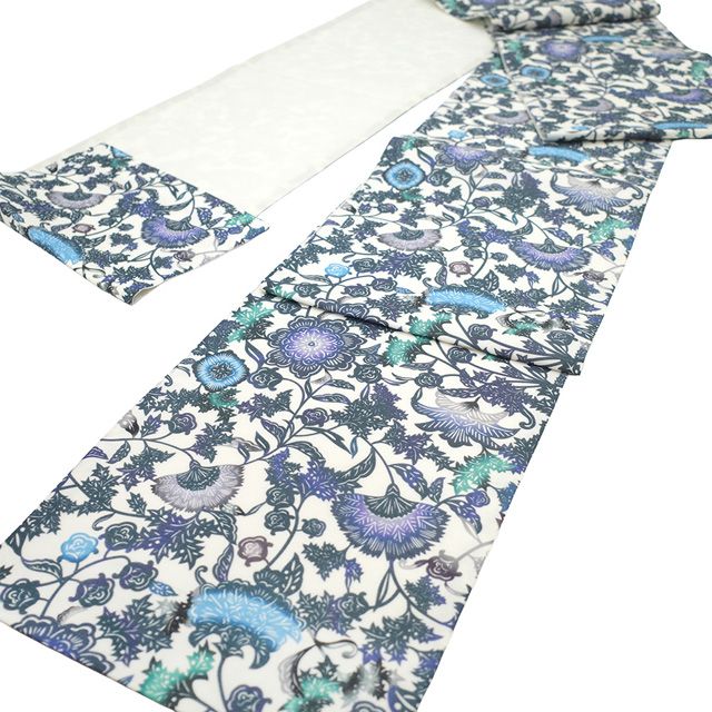 新古品】 夏物 袋帯 未使用 正絹 全通 染め帯 染帯 白 グレー 紫 青 緑