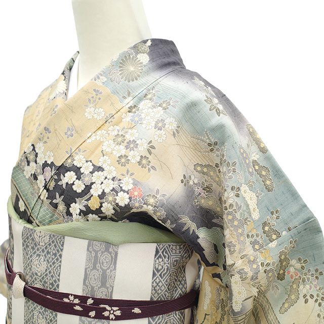 新古品】 しょうざん 生紬 訪問着 着物 未使用 正絹 紬 袷 京都 手染め