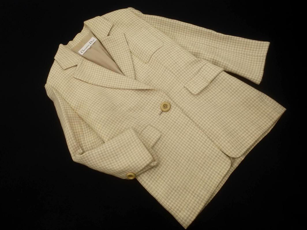 美品Christian Dior ディオール　テーラードジャケット S 毛100 Christian Dior クリスチャンディオール ウール100% 千鳥柄 テーラード