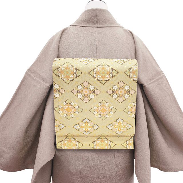 袋帯 フォーマル ♥ 正絹 京都 西陣 まいづる 彩華秀麗文 金繍 シャンパンゴールド 花菱 華文 春 秋 冬 上 金 ゴールド 仕立て上がり みやがわ sb 54881