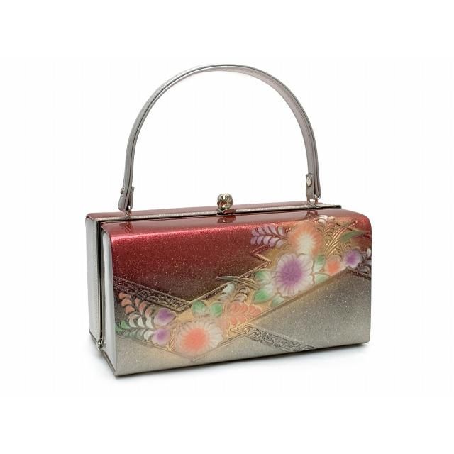 草履バッグセット 成人式 草履 フリーサイズ メタリックピンク＆レッド 辻が花