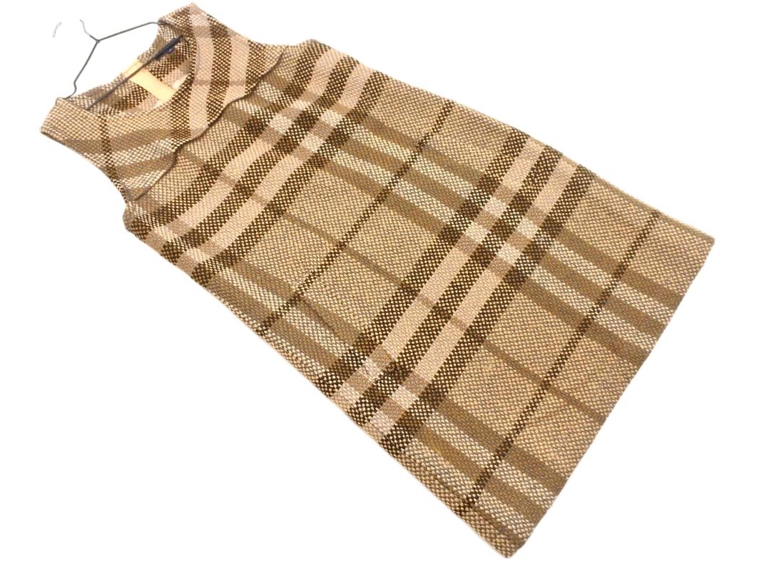 BURBERRY ノバチェック ウール ノースリーブワンピース 38 ベージュ BURBERRY ノバチェック ウール ノースリーブワンピース 38 ベージュ