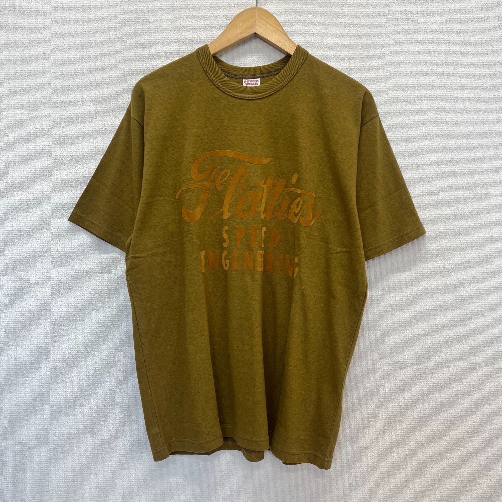 ♥ 2225008 フリーホイーラーズ POWER WEAR Flatties V 8 半袖Tシャツ フロッキープリント OLIVE DRAB L